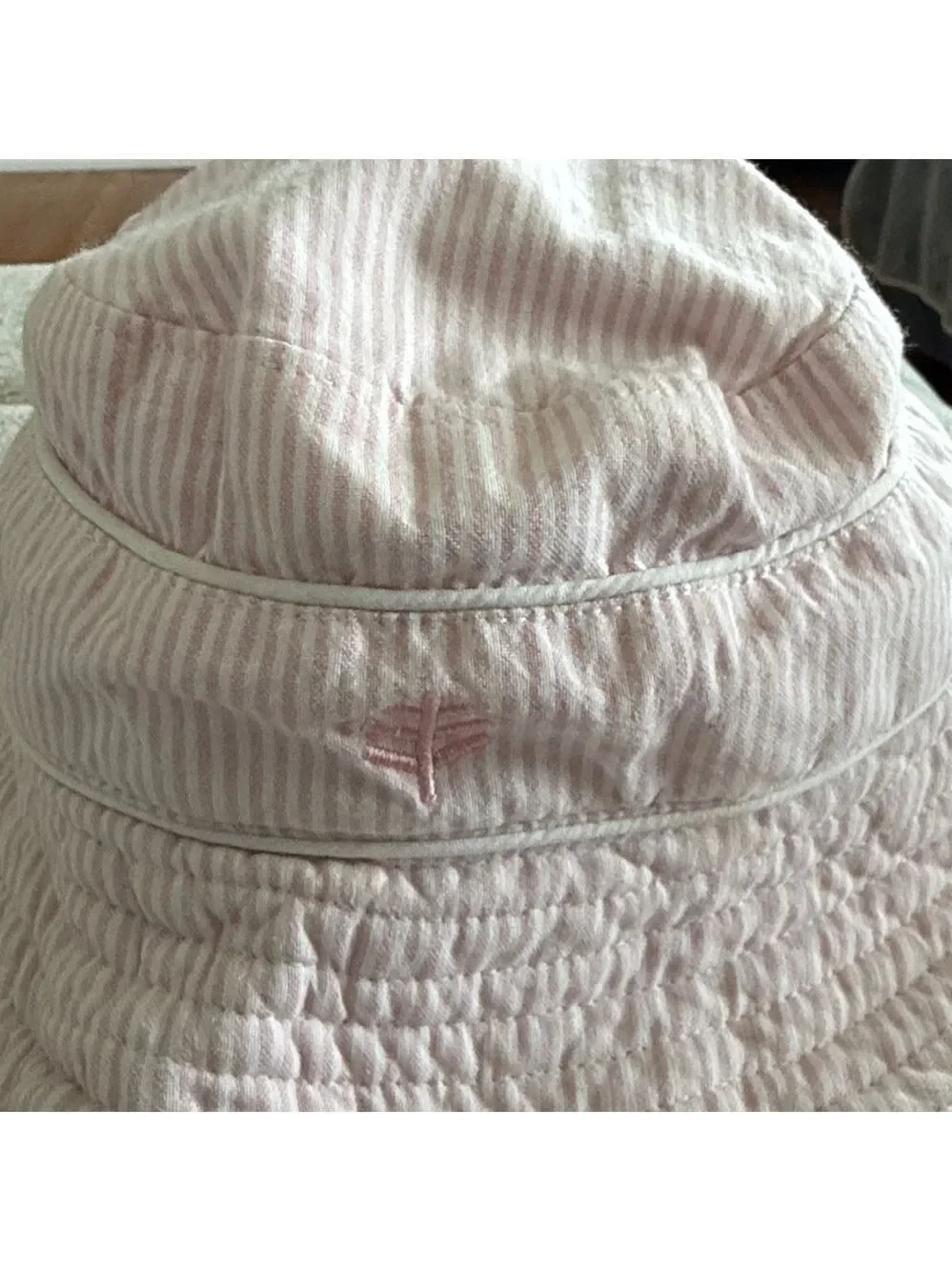Coolibar Girls UPF 50+ Sun Hat Pink White S/M Beach Travel